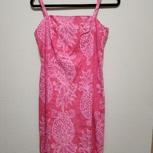 Lilly Pulitzer Vintagd Pink Pineapple Print Sundress SZ 4